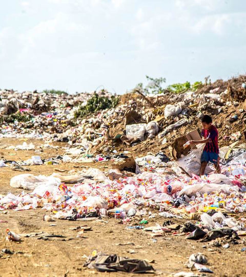 Landfill with plastic waste